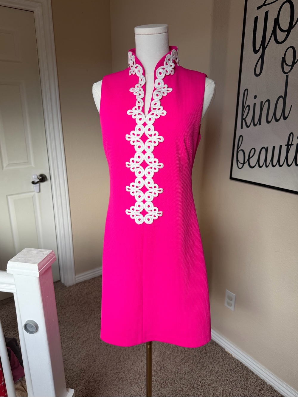 Vince Camuto Mandarin Collar Pink Shift Dress Size 2